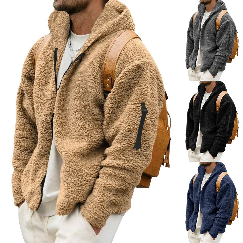 Heren casual fleecevest met capuchon, comfortabel en warm voor dagelijks gebruik in de winter.