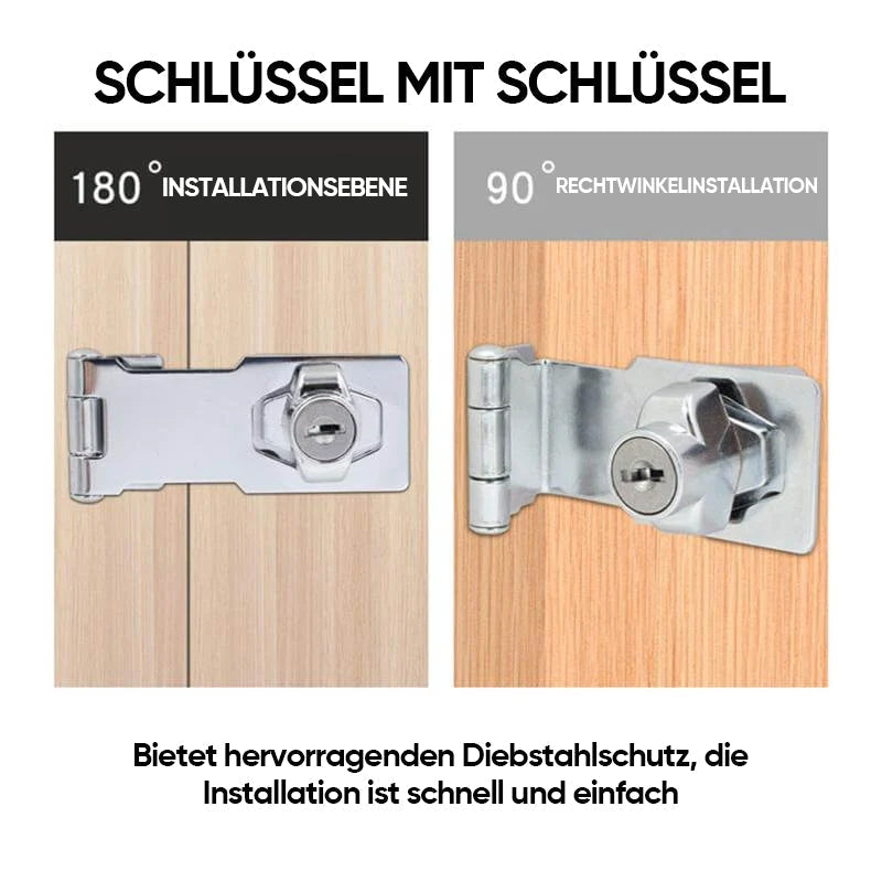 Boorvrij deurslot, zilver, met sleutel. Optimale beveiliging en snelle montage.