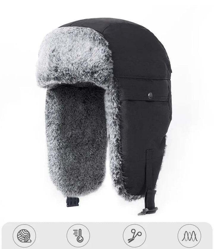 Waterdichte outdoor muts, zwart en unisex, voor winterse omstandigheden.
