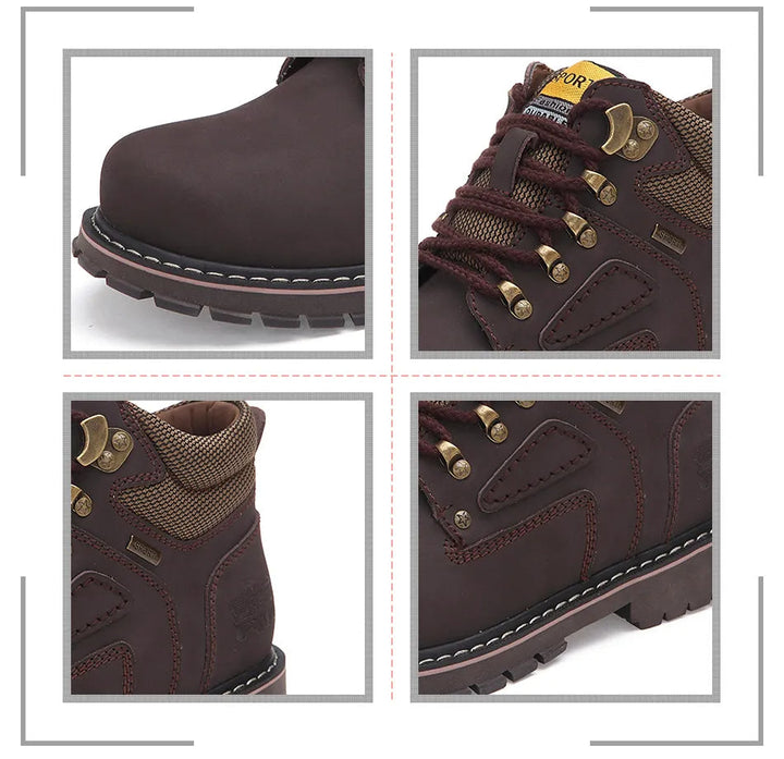 Bruine heren retro wintersneakers, waterdicht en warm gevoerd. Perfecte casual winterschoenen voor heren.