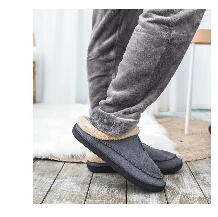 Mannen winterpantoffels, instapmodel met zachte binnenkant voor extra warmte.
