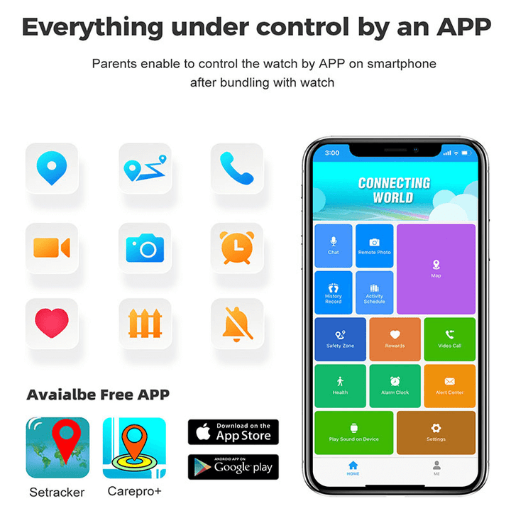 Waterdicht kinder smartwatch met GPS en 4G videobellen, ideaal voor avontuurlijke kids.