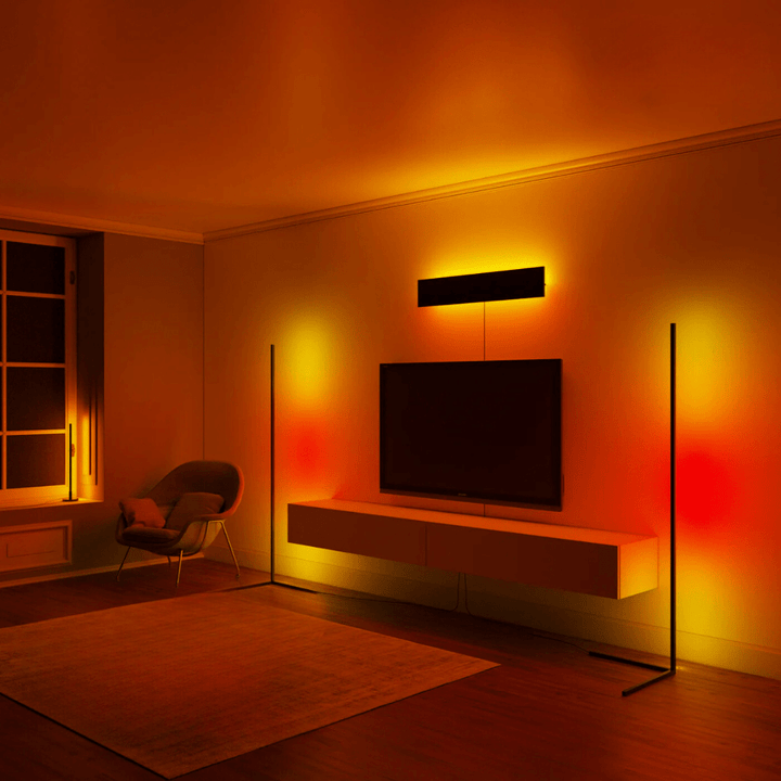 Dimbare LED vloerlamp met afstandsbediening, multi-kleur RGB voor optimale sfeer en lichteffecten.