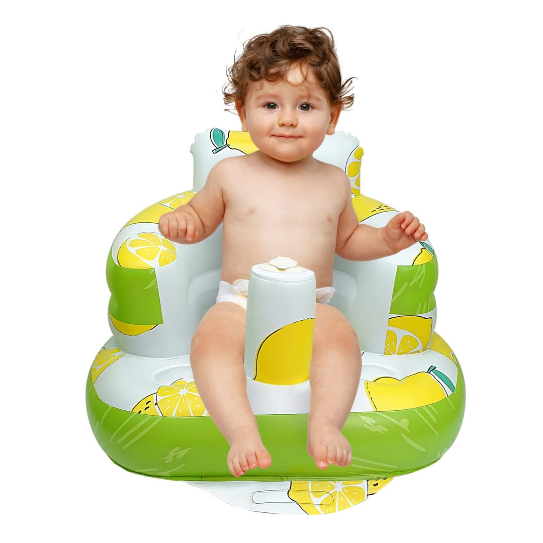 Veilig opblaasbaar babyzitje, ideaal als speelstoel met ergonomische rugsteun.