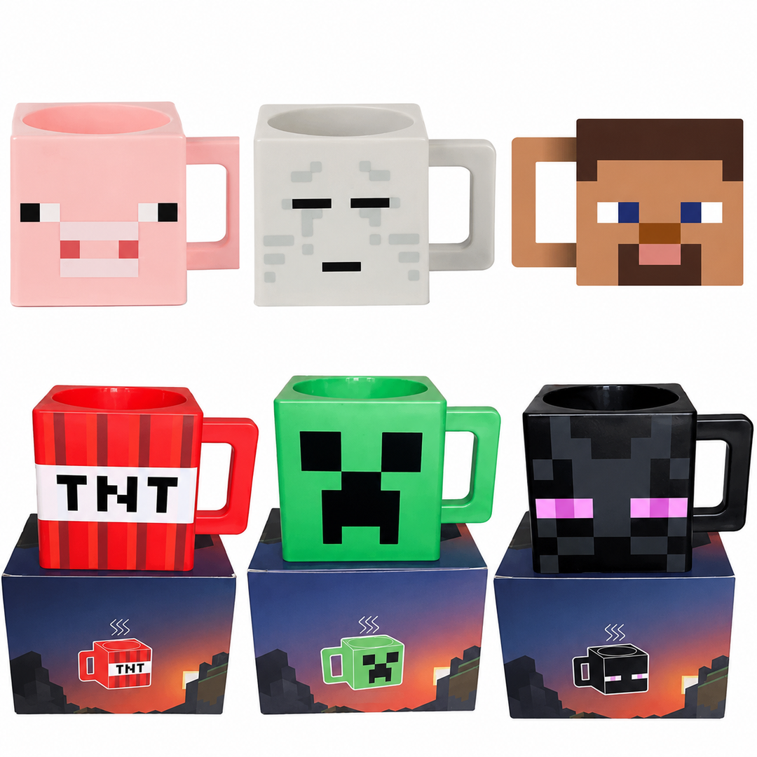 Unisex Minecraft themamok met bouwblokjes print voor warme dranken. Ideaal cadeau voor fans van videospellen.