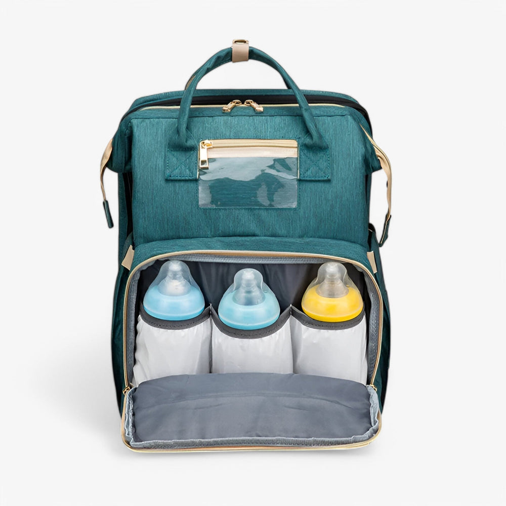 Draagbare Noëlle luiertas en compact reisbedje, ideaal voor uitstapjes met je baby.