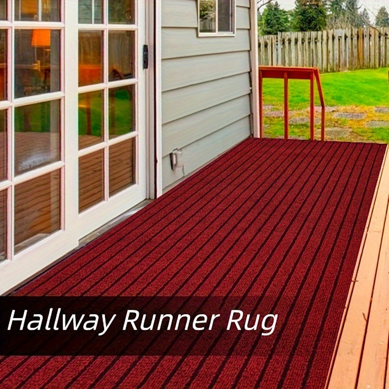 Antislip keukenloper, wasbaar polyester, duurzaam en functioneel, met modern strepenpatroon.