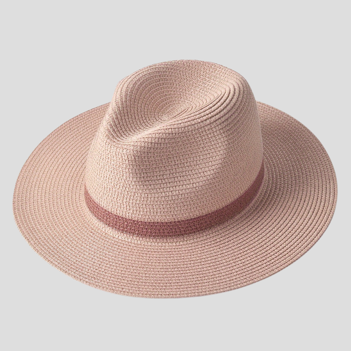 Modieuze witte unisex Panamahoed met brede rand, perfecte zonbescherming voor strand, reizen en zomer. Ook in roze.