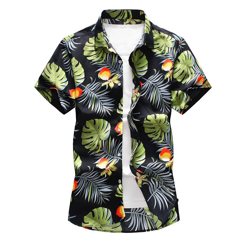 Modieus heren plus size Hawaii shirt met bloemen, zomers en comfortabel, speciaal voor grote maten.