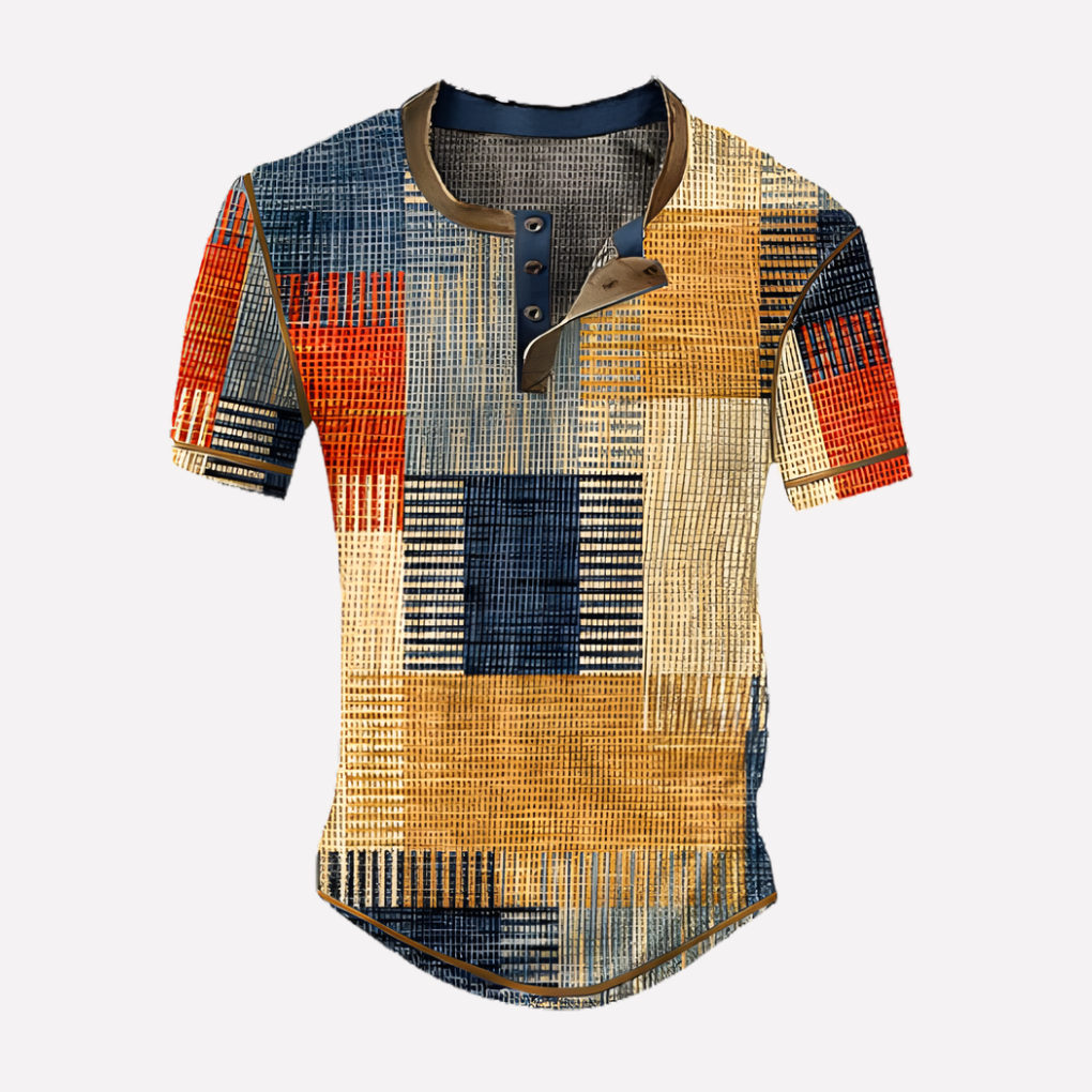 Heren T-shirt van wafel stof, ronde hals, comfortabel en stijlvol voor elke dag.