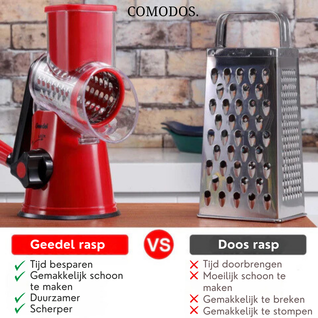 Veelzijdige groentesnijder met scherpe messen, perfect voor het hakken van kruiden en groenten voor verse maaltijden.