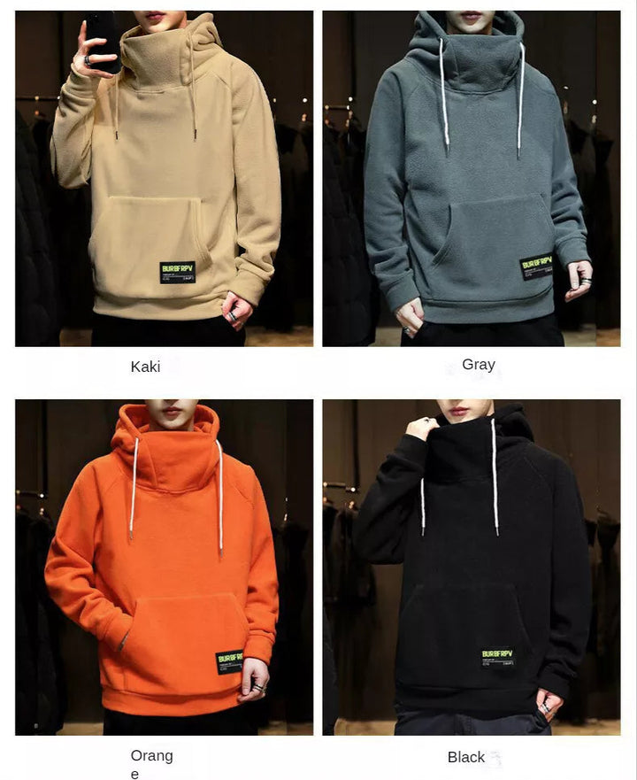 Blauwe heren oversized hoodie, zachte en warme trui. Ideaal voor relaxte streetwear.