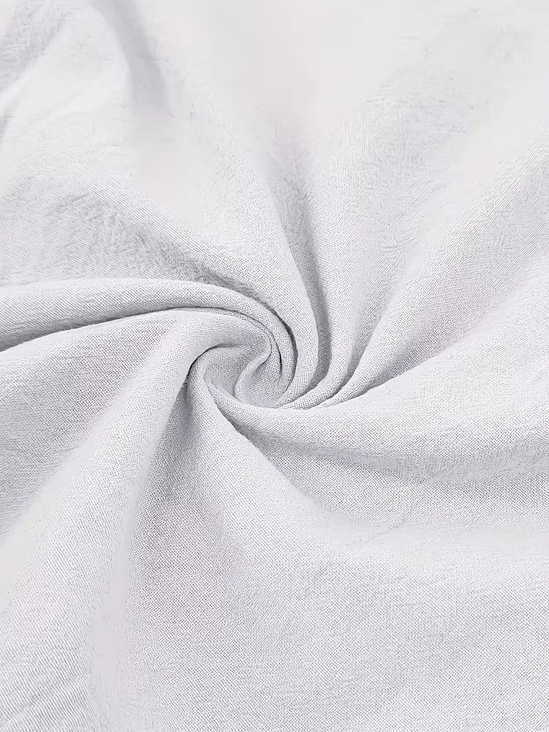 Lichtblauw linnen overhemd heren, korte mouw, perfect voor een frisse zomerlook.