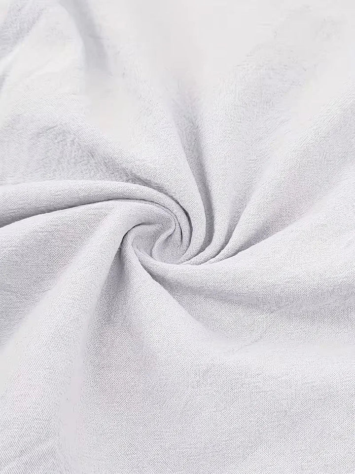 Lichtblauw linnen overhemd heren, korte mouw, perfect voor een frisse zomerlook.