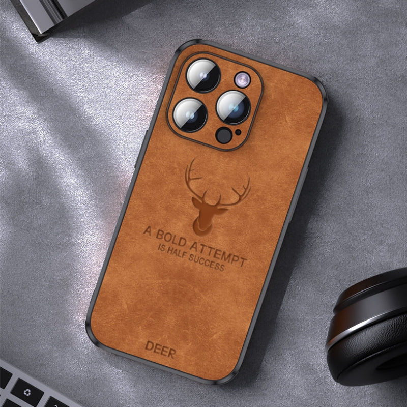 Veltro iPhone hoes van hertenleer. Precisie-uitsparingen en luxe afwerking.