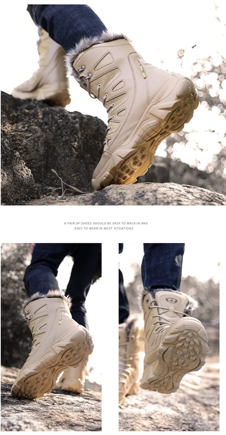Waterdichte heren snowboots met stevige vetersluiting, voor een optimale pasvorm en comfort in de sneeuw.