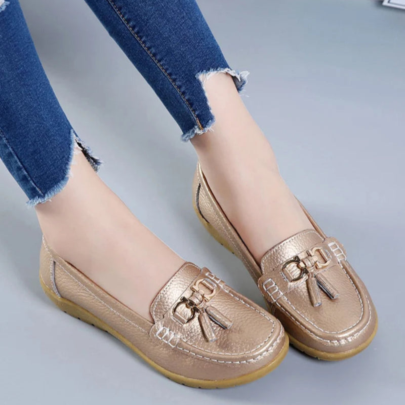 Lichtbruine dames instappers Irma, perfecte combinatie van stijl en comfort.