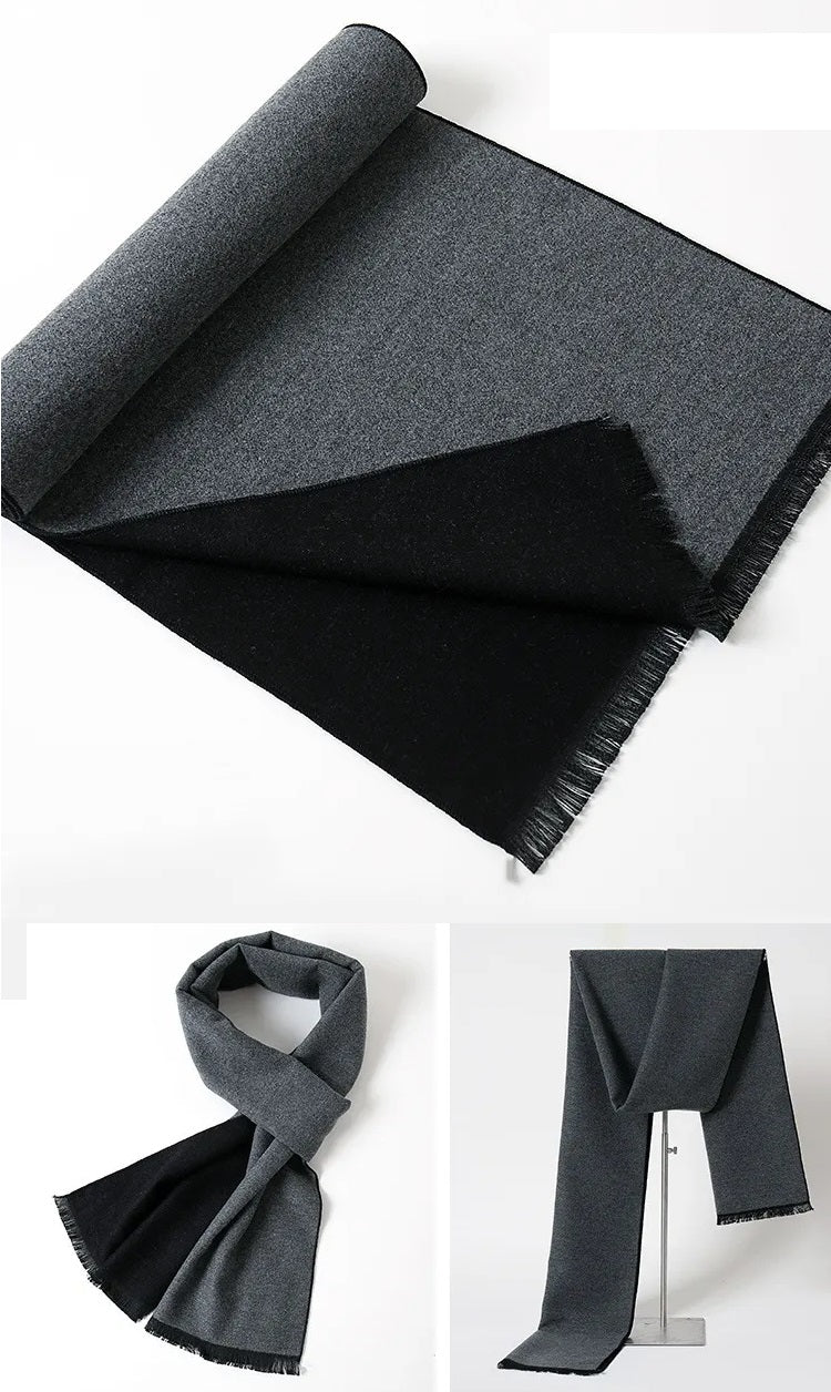 Warme kasjmier sjaal heren, met een klassiek ruitpatroon voor een elegante look.