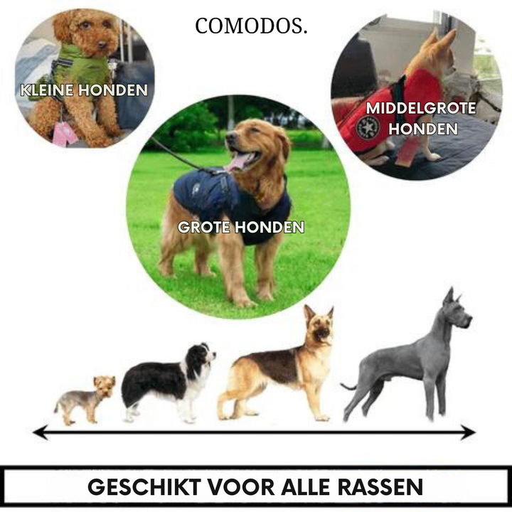 Reflecterend honden harnasjack, waterdicht en warm, voor veiligheid in het donker.