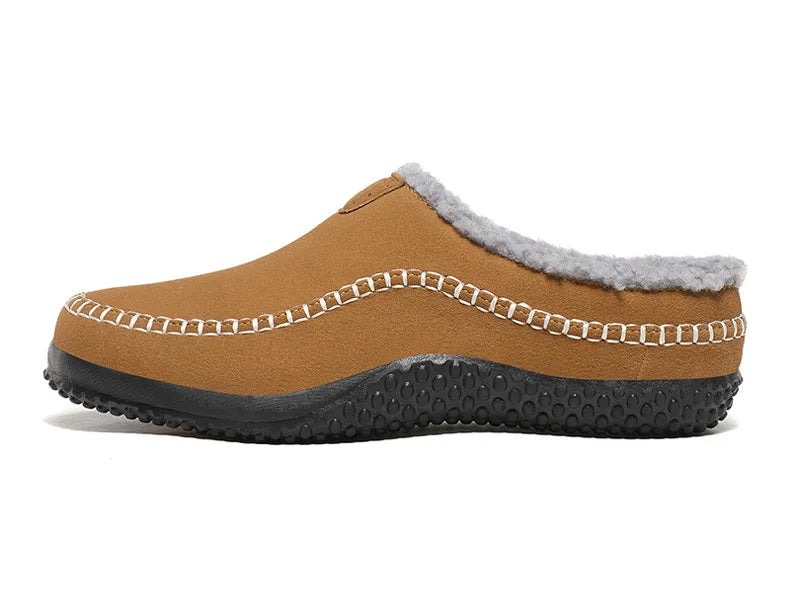 Antislip luxe heren huispantoffels; perfecte combinatie van warmte en grip.
