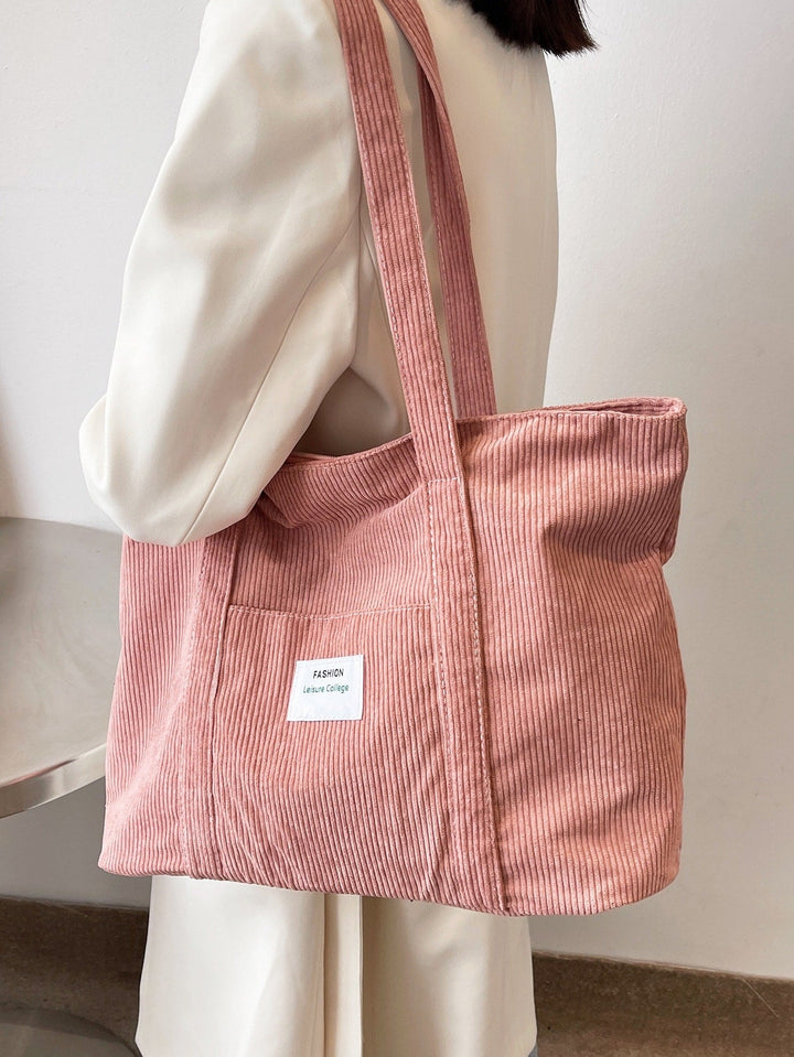 Comfortabele corduroy werktas, ruime totebag die gemakkelijk over de schouder past.