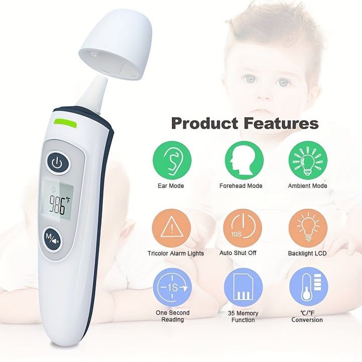 Gebruiksvriendelijke digitale temperatuurmeter, voorhoofd & oor. Essentieel voor snelle gezondheidscontrole thuis.