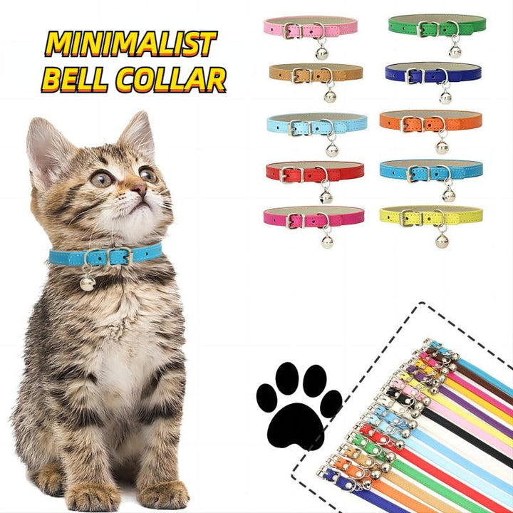 Stijlvolle kattenhalsband van kunstleer, verstelbaar voor optimale pasvorm, inclusief veiligheidsbel.