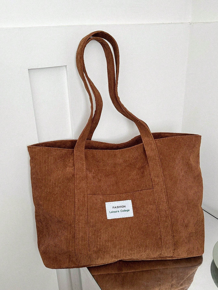 Casual corduroy studententas, een ruime schoudertas voor al je studiematerialen.