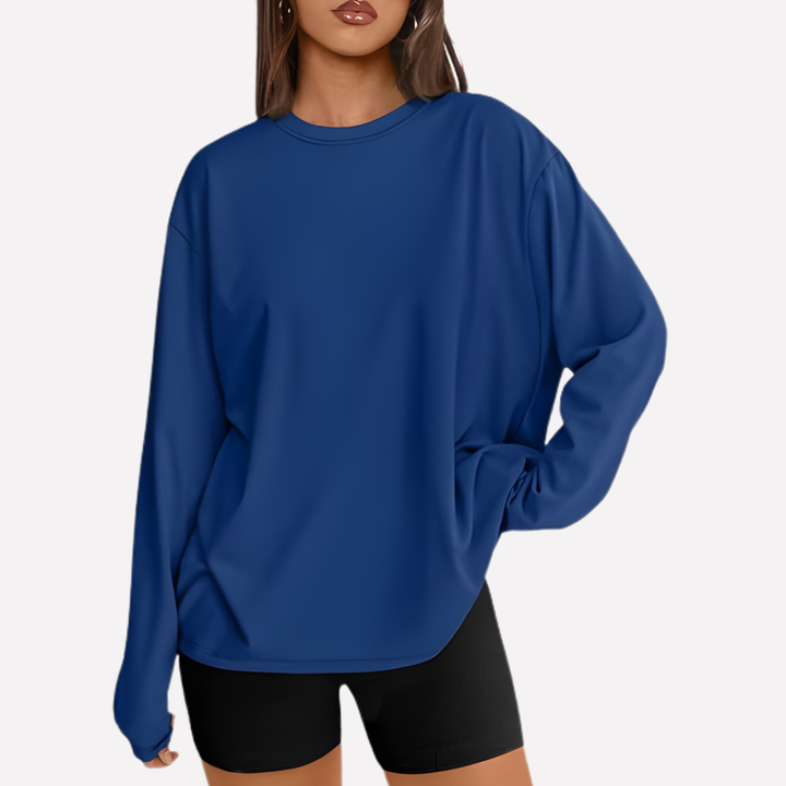 Lange mouw oversized shirt, veelzijdig en comfortabel, essentieel voor de moderne vrouw.