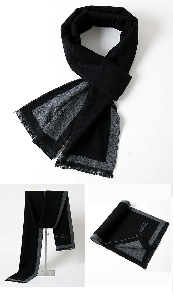 Heren sjaal: zacht kasjmier met modern ruitpatroon, perfect voor stijl en warmte.