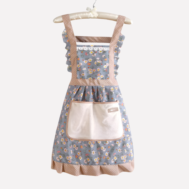 Stijlvol dames keukenschort met levendige bloemenprint. Ideaal voor koken, bakken en huishoudelijke taken. Vlekbestendig.