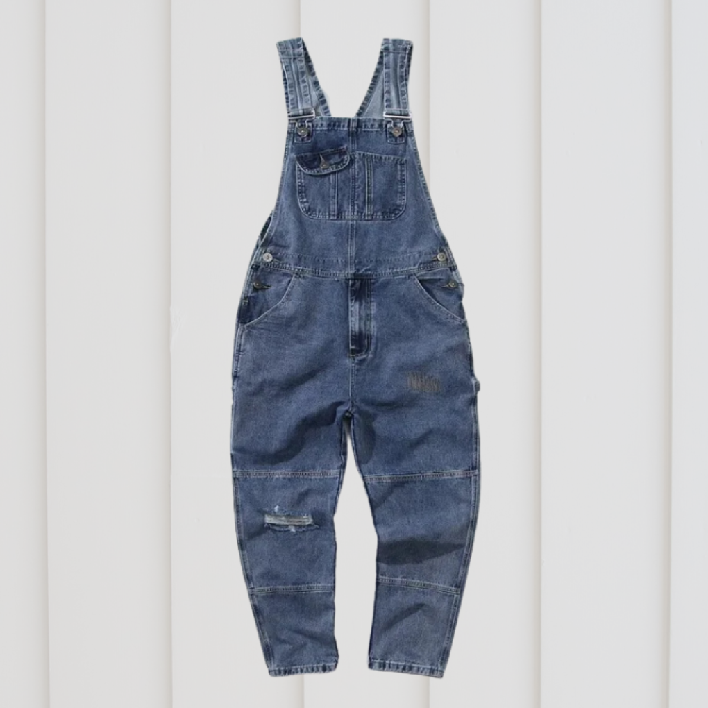 Blauwe unisex werkkleding tuinbroek, duurzaam en ideaal voor buitenwerk. Comfortabel en functioneel met meerdere zakken.