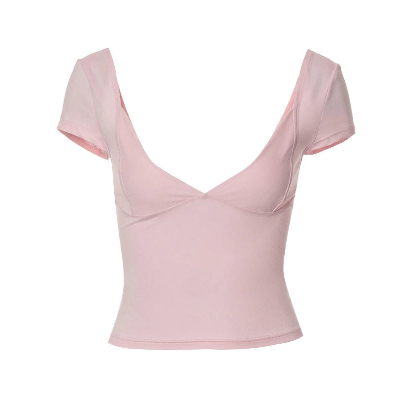 Dames V-hals t-shirt slim fit, een essentieel item voor je lente/zomergarderobe.