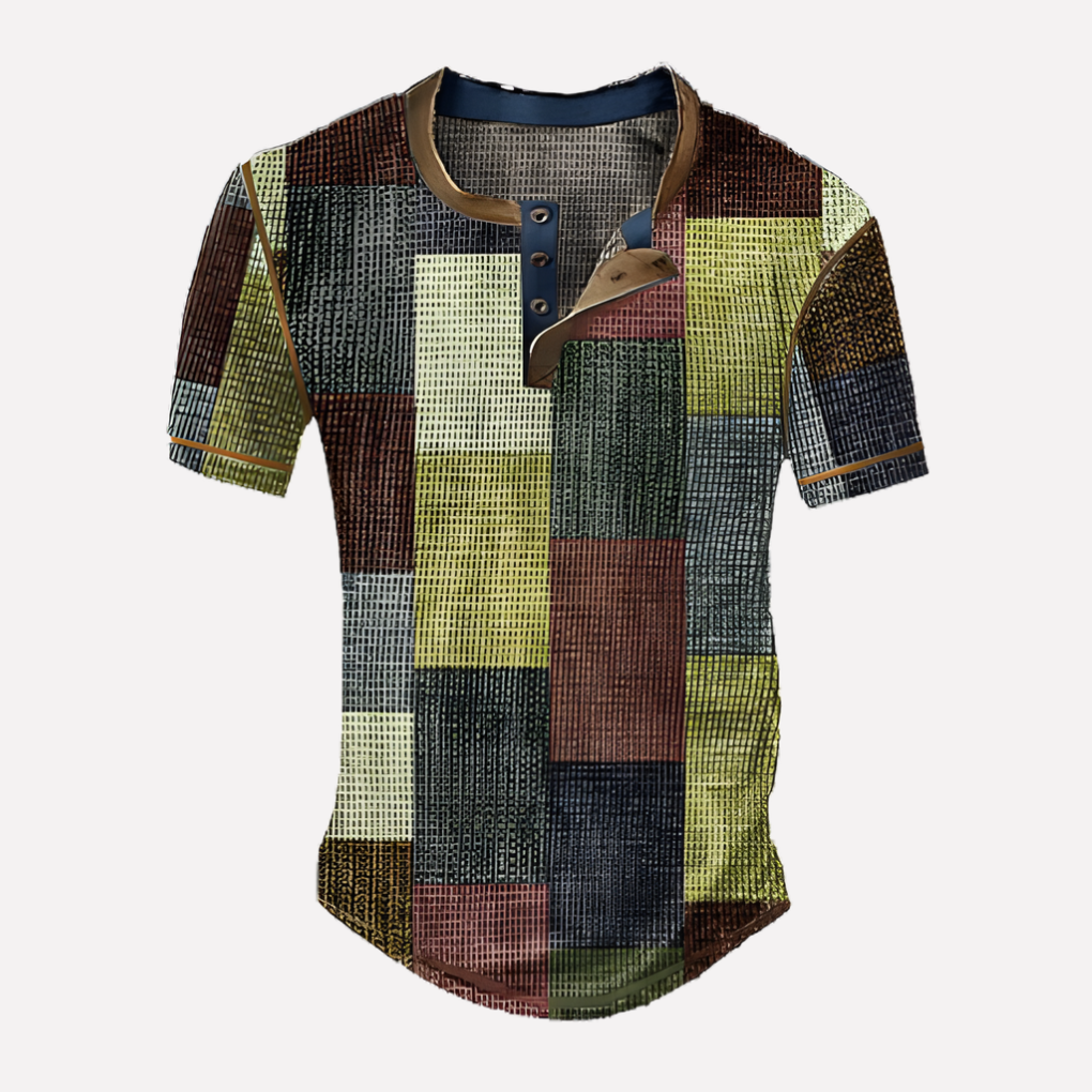 Dagelijkse mode: heren wafel breisel T-shirt, ronde hals, comfortabel en veelzijdig.