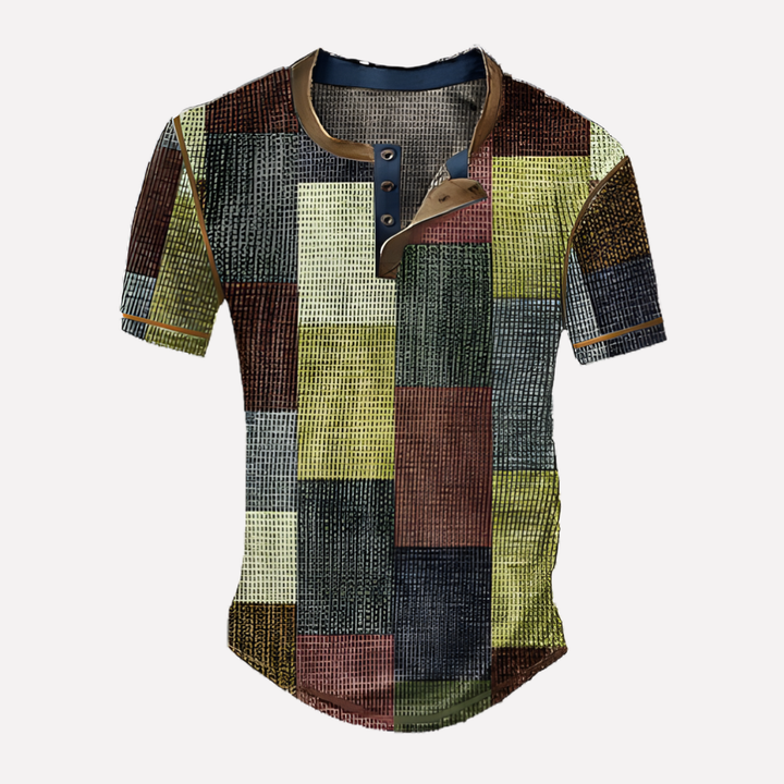 Dagelijkse mode: heren wafel breisel T-shirt, ronde hals, comfortabel en veelzijdig.