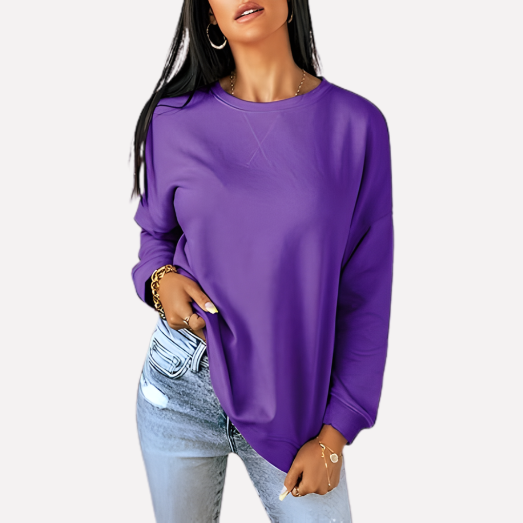 Zachte dames crew neck trui, comfortabele kleding voor een relaxte dag.
