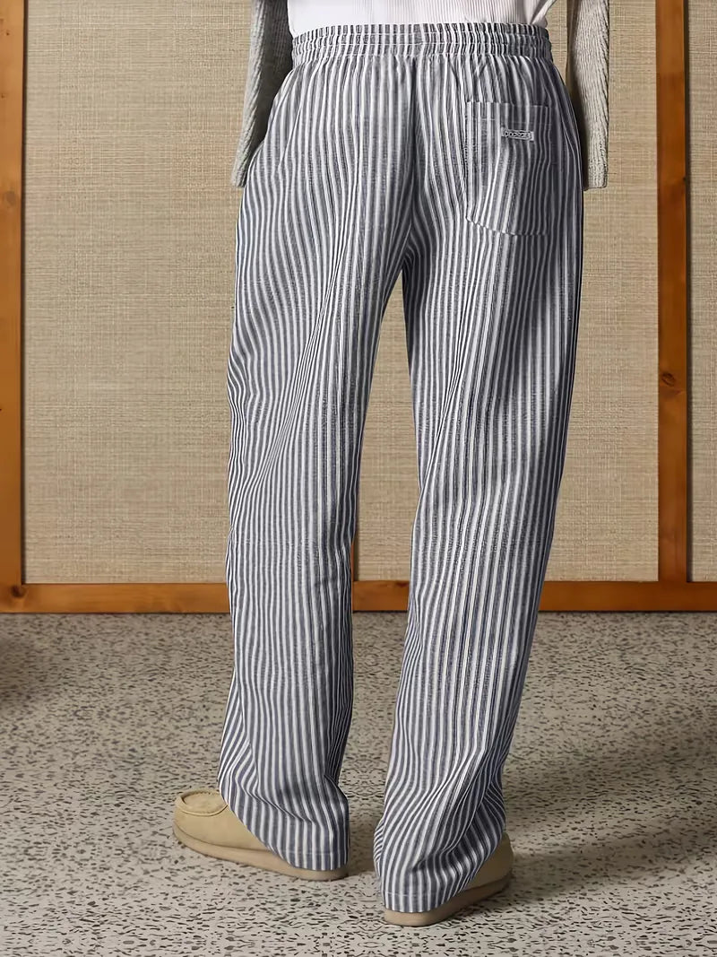 Trendy gestreepte wijde pijp joggers voor mannen, veelzijdig voor casual en outdoor.
