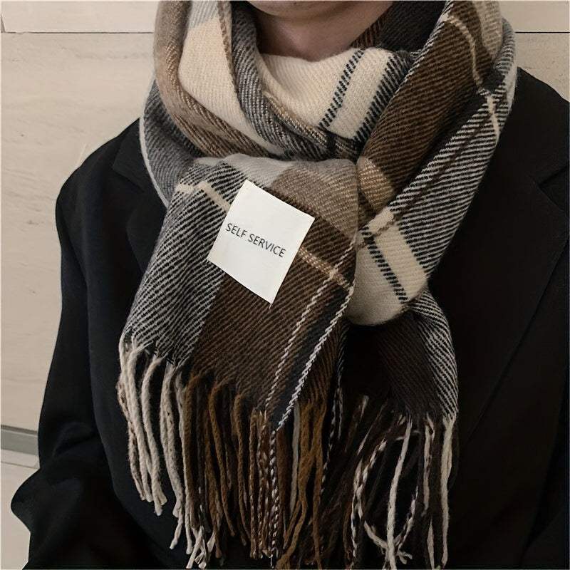 Elegante zijden dames sjaal in blauw en khaki, zacht en chique accessoire voor elke outfit.