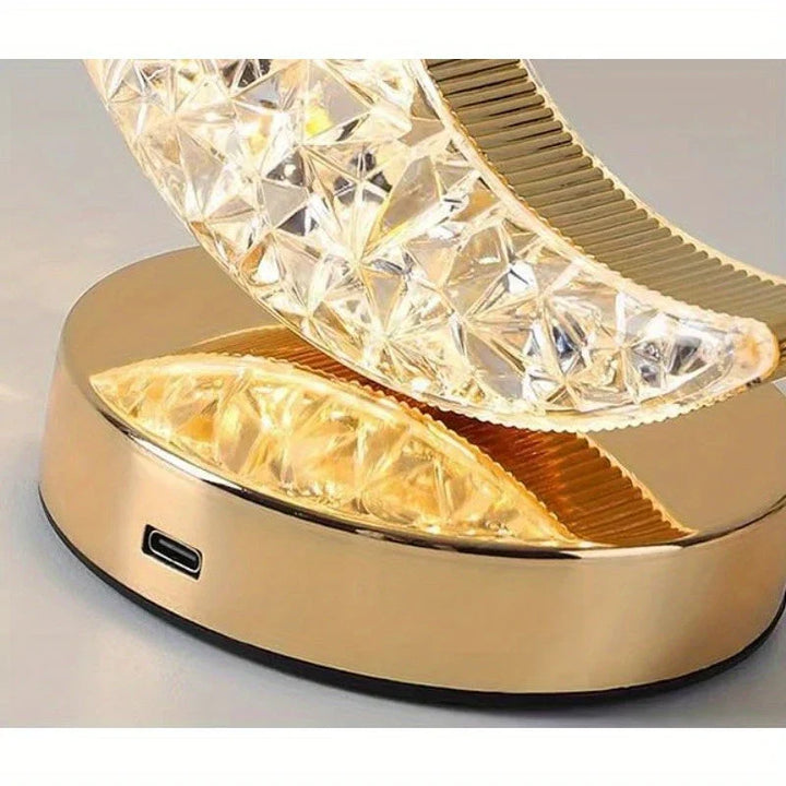 Magische kristallen tafellamp Celestia met maan- en sterrenprojectie. Dimbaar voor unieke sfeerverlichting.