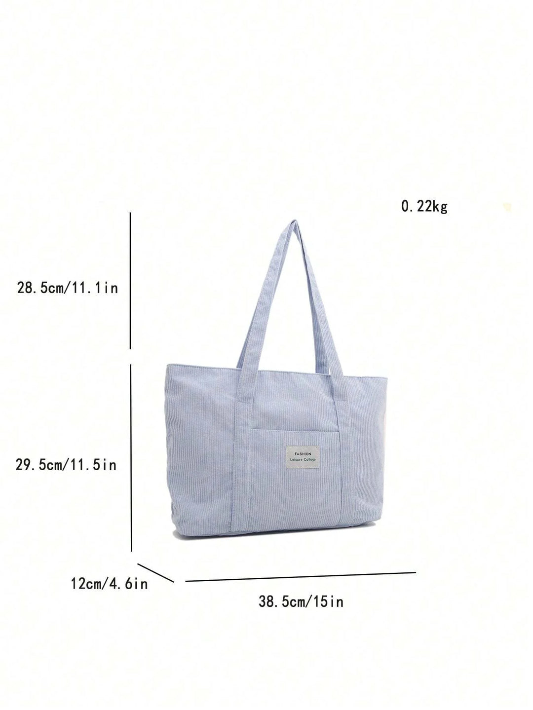 Casual retro corduroy totebag, perfect als schooltas of werktas, biedt veel ruimte.