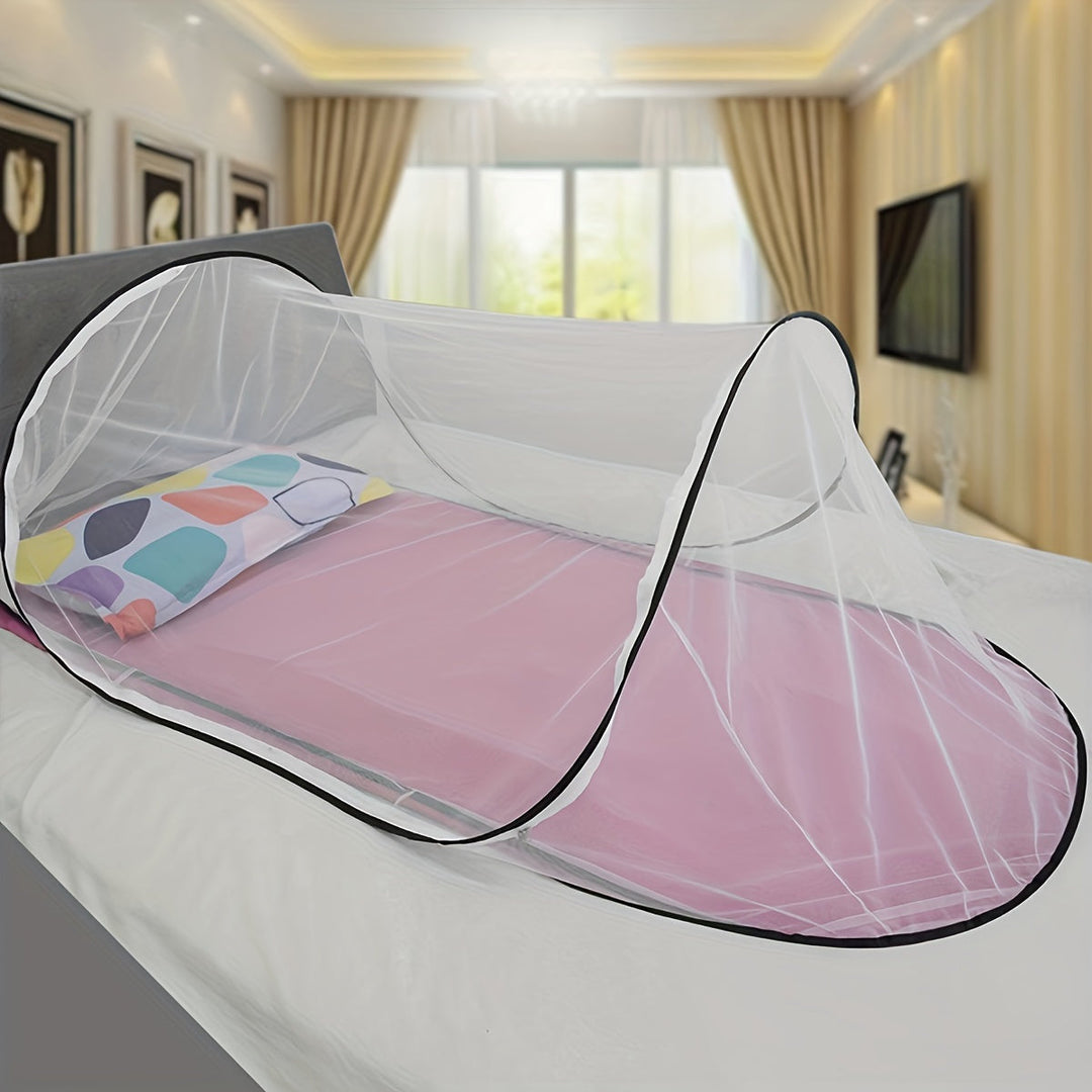 Eenpersoons muggennet met rits, ultralicht en opvouwbaar voor camping en outdoor insectenbescherming.