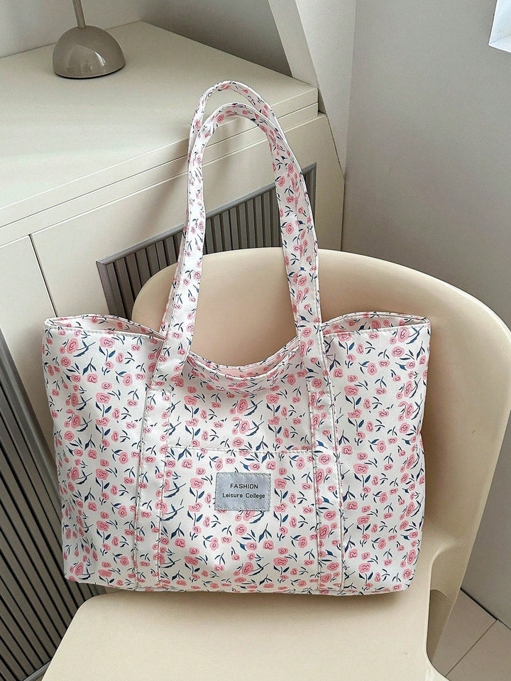 Trendy corduroy schoudertas, ruime totebag in retro stijl, ideaal voor de stad.