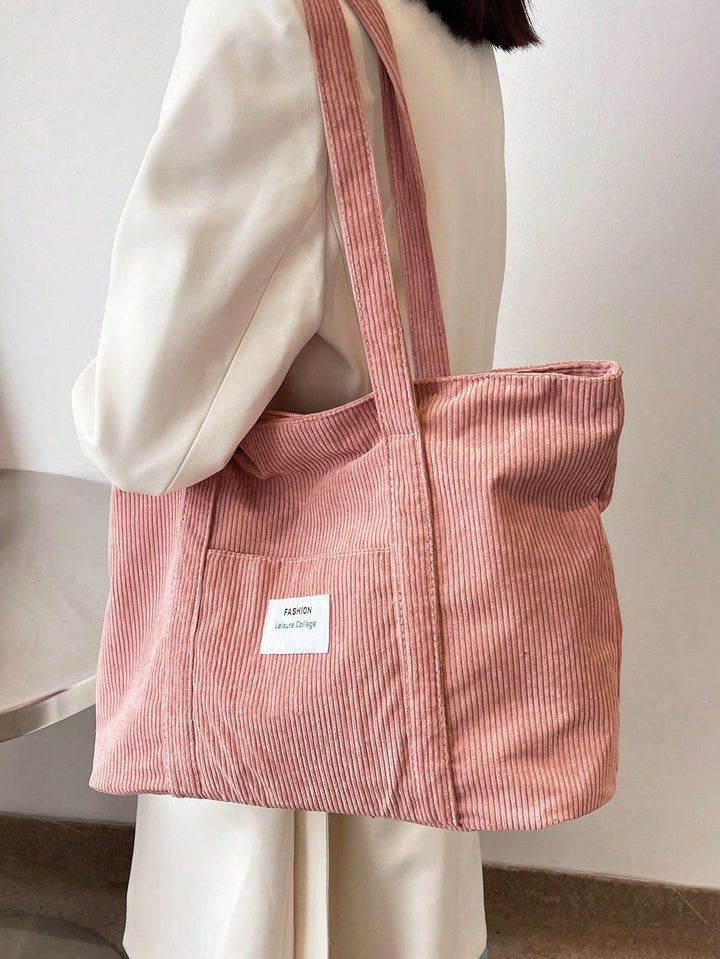 Stevige corduroy schooltas, ruime schoudertas voor studenten met casual look.