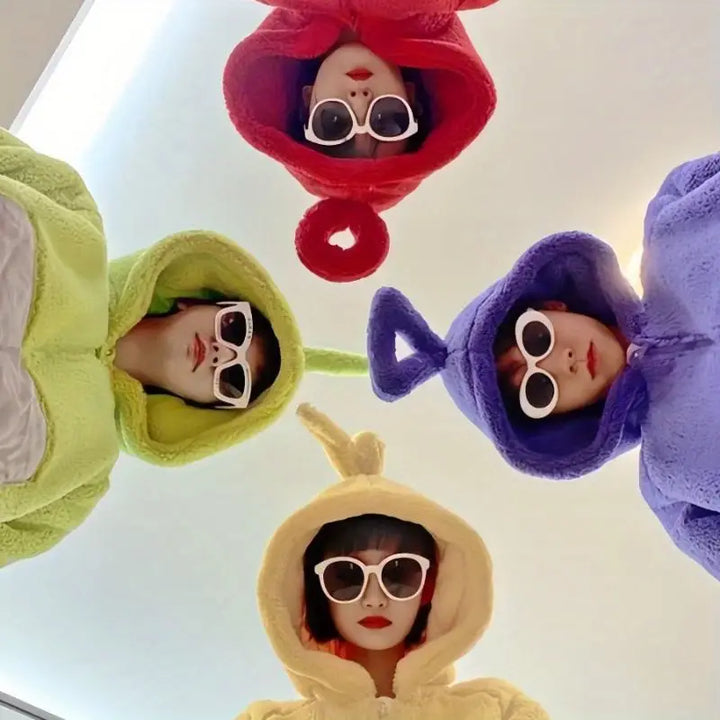 Zachte Teletubbies loungewear jumpsuit, ideaal voor relaxte avonden en ontspannen momenten thuis.