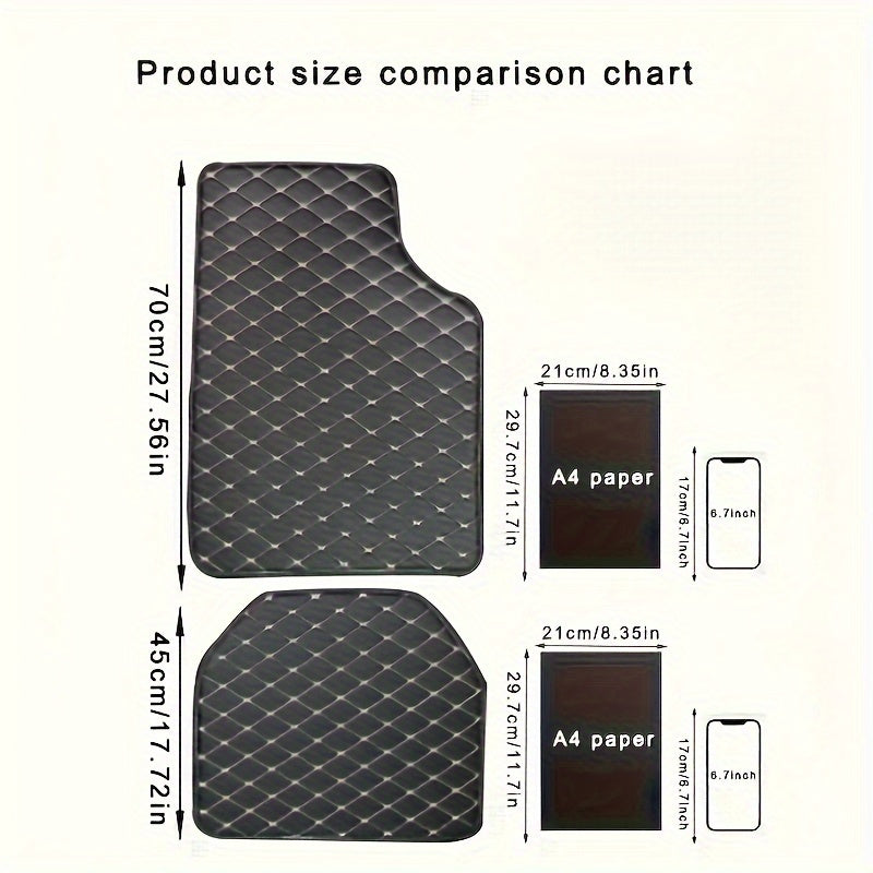 Complete set premium PU-lederen automatten voor- en achterin, volledige bescherming auto-interieur.