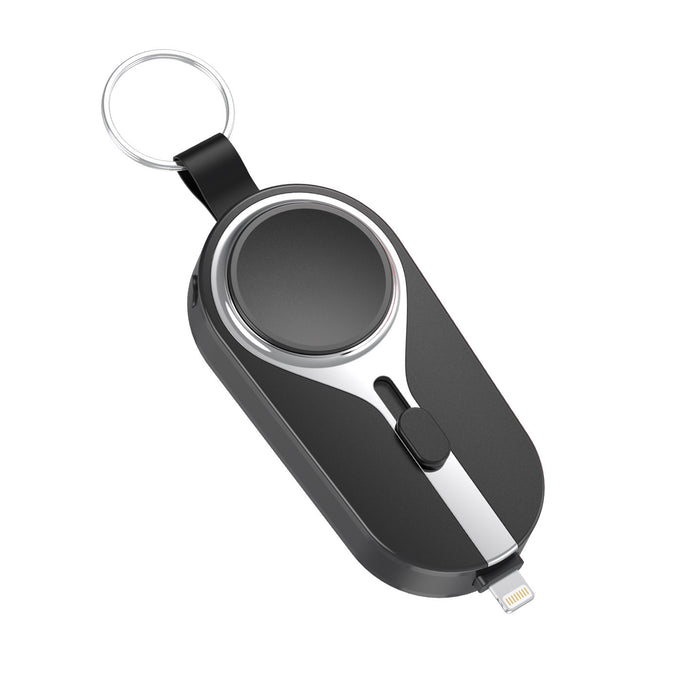 Sleutelhanger powerbank universeel, compacte draagbare oplader voor smartphones, handig voor onderweg.