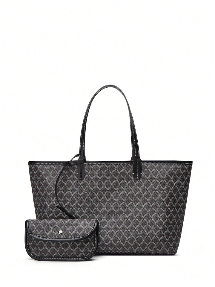 Moderne casual dames handtas, ruime lichtgewicht PVC totebag, ideaal voor studenten.