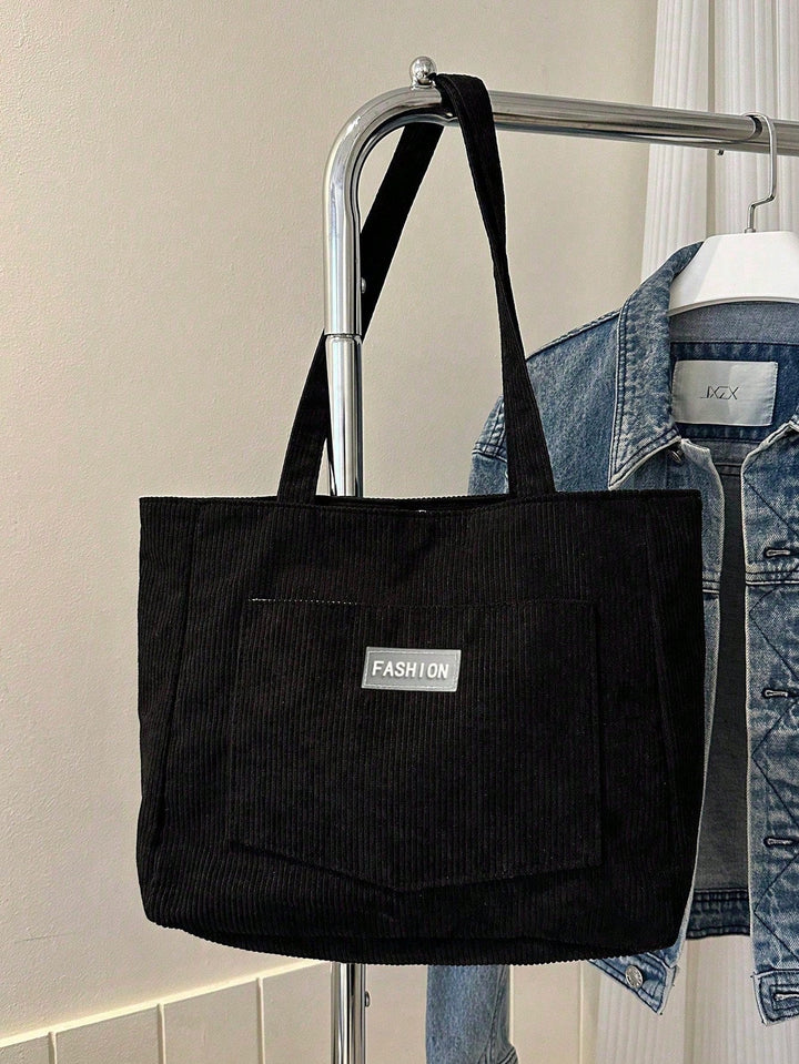 Retro corduroy schoudertas, een ruime tas ideaal als schooltas of boodschappentas.