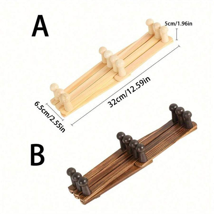 Nieuwe uitschuifbare bamboe wandhaak, bruin, met 10 haken voor garderobe en halorganisatie; natuurlijk design.