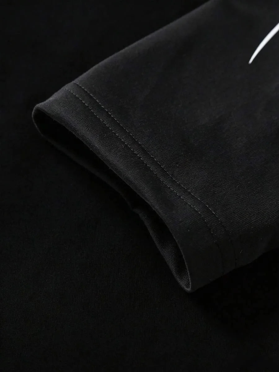 Heren longsleeve met handgeschreven print. Trendy ronde hals, perfect voor casual dagelijks comfort.